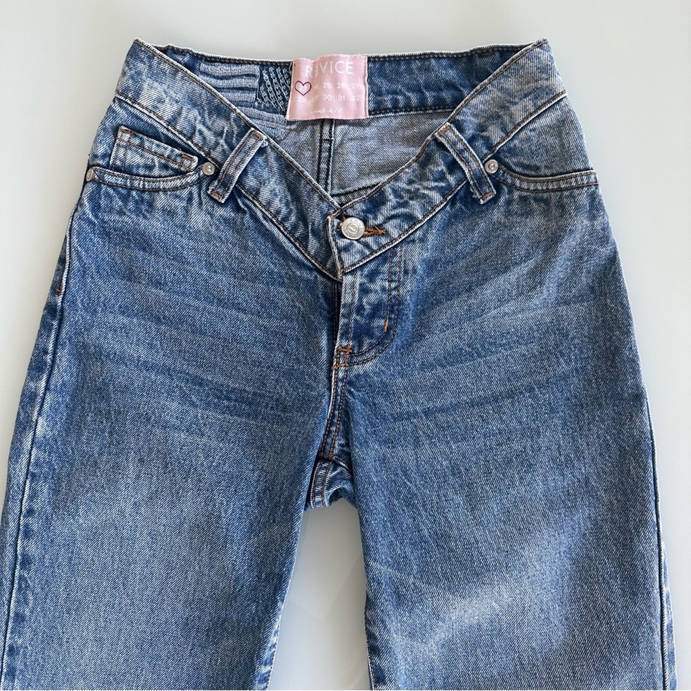 Revice V Cut Jeans Women’s Straight Leg Vintage Wash Trendy Denim - Picture 4 of 16